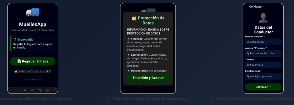 Flujo de registro y protección de datos para conductores