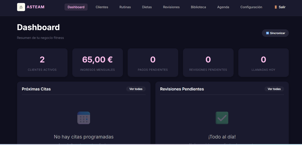 Dashboard del Entrenador