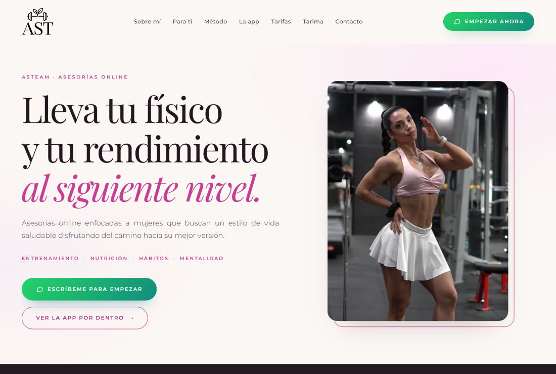 Página de inicio de la web de Alejandra Sanchis, ASTeam
