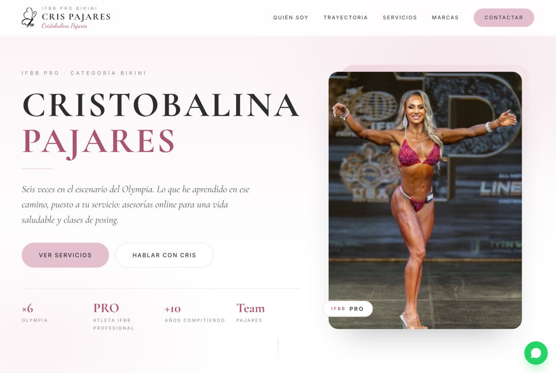 Página de inicio de la web de Cris Pajares