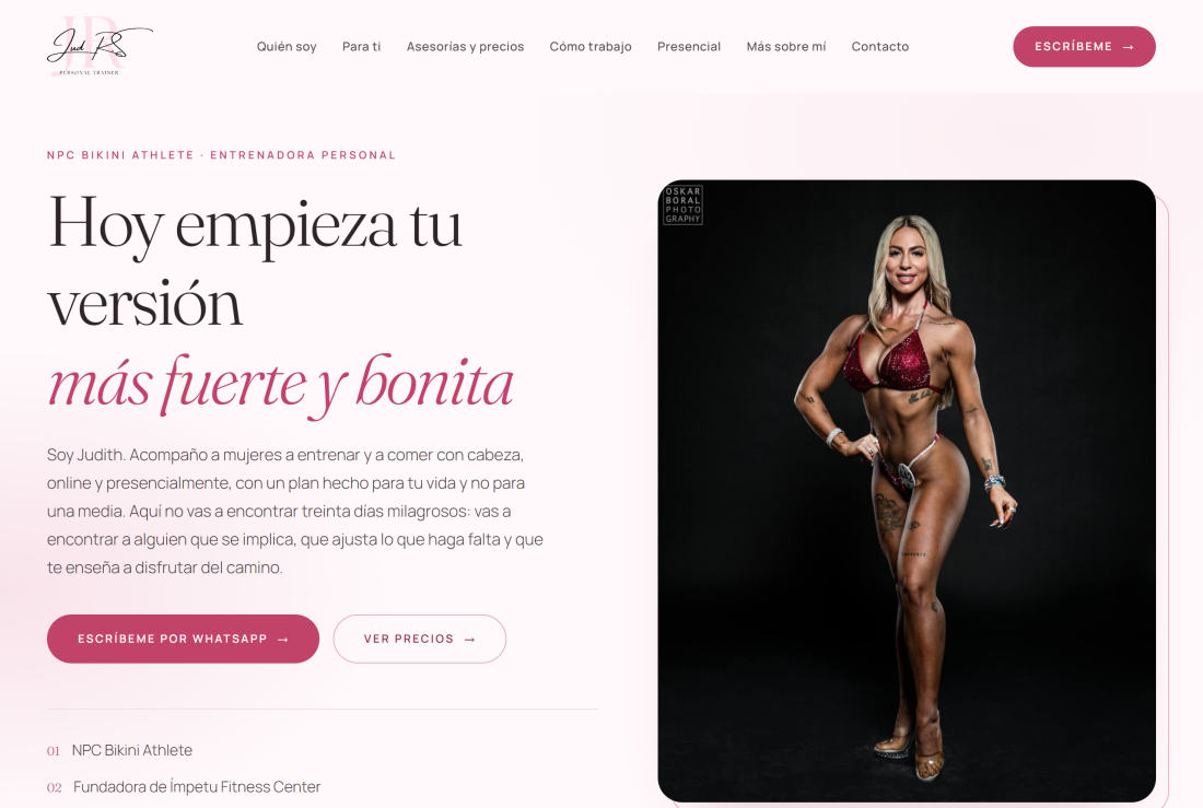 Página de inicio de la web de Judith Ramos