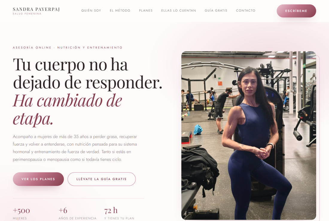 Página de inicio de la web de Sandra Payerpaj